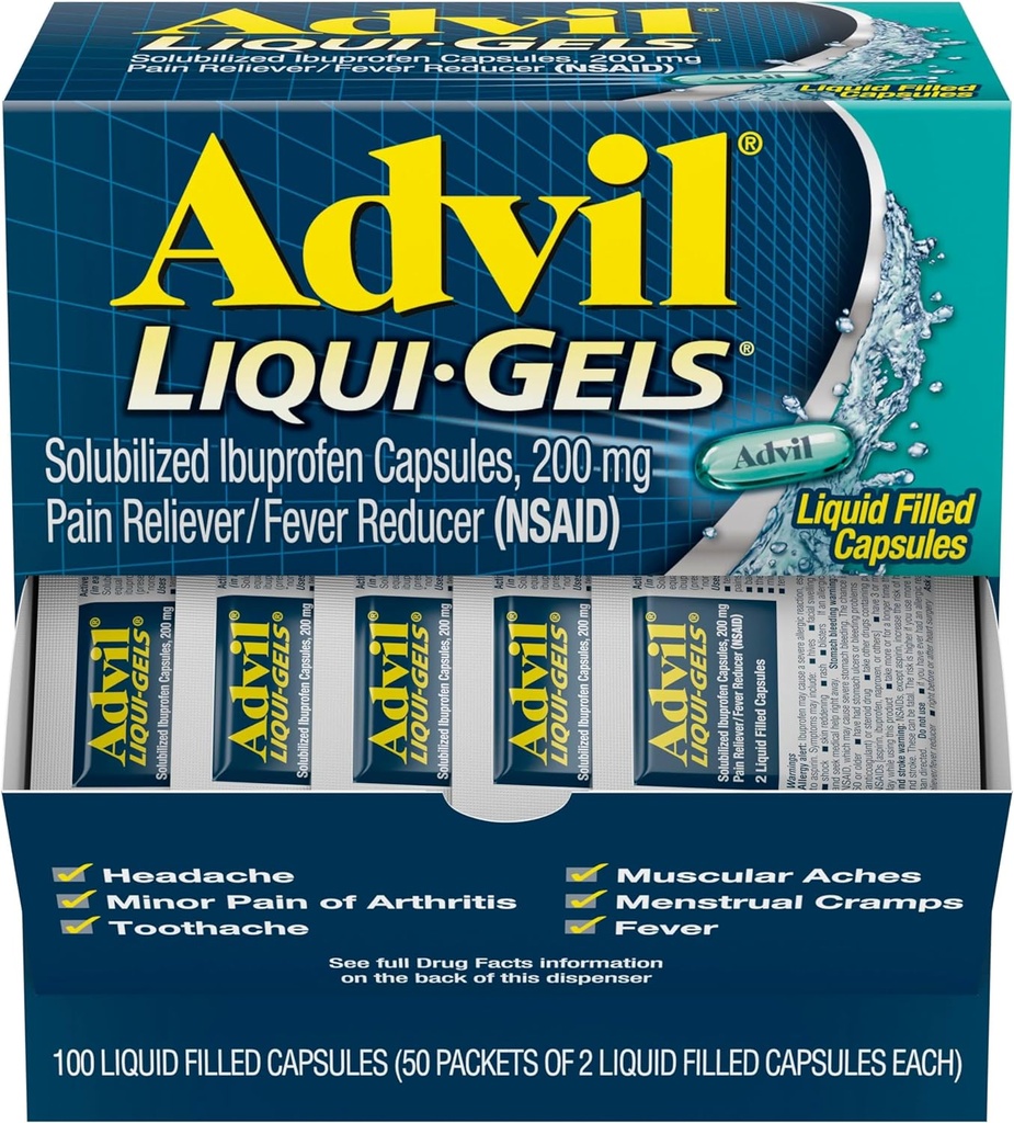 Advil® Ibuprofen Liqui-Gels 200mg | 2 Caplets Packs