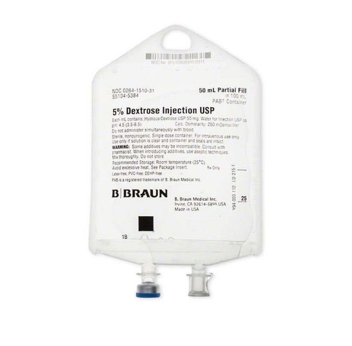 B. Braun® Dextrose IV Solution | 5% | 50/100 mL Flexible Bag