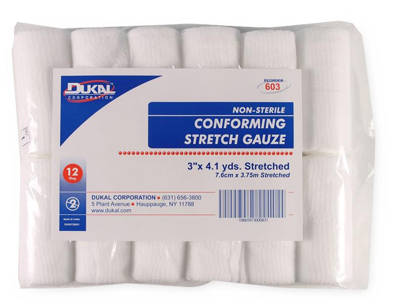 Dukal™ N/S 1-Ply Conforming Stretch Gauze | 3" x 4.1 yd