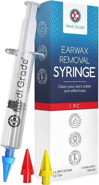 Medi Grade Ear Wax Removal Syringe W/ 3 Tips |  20mL