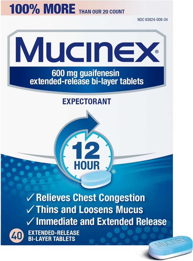 Mucinex® Guaifenesin Tablets | 600 mg | 40 Tablets