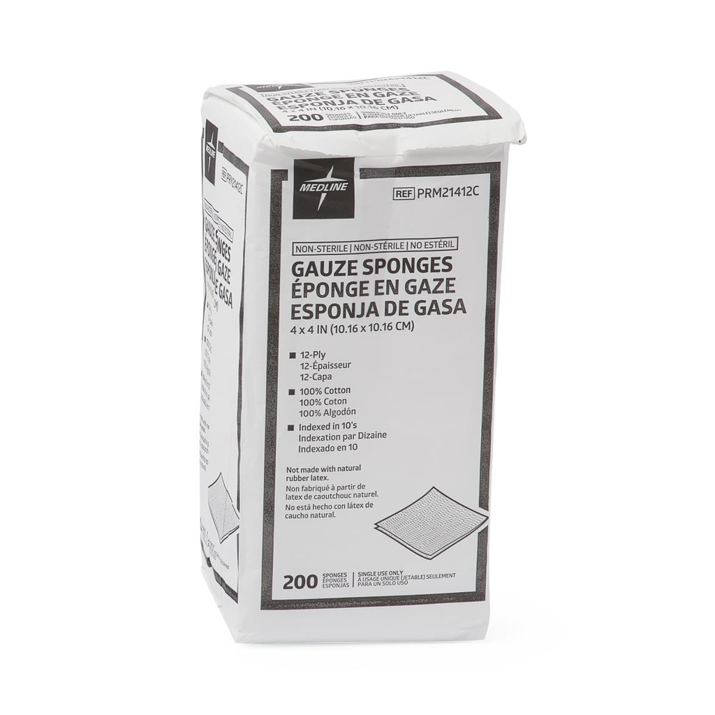 N/S Woven Cotton Gauze Sponges 12-Ply | 4" x 4"