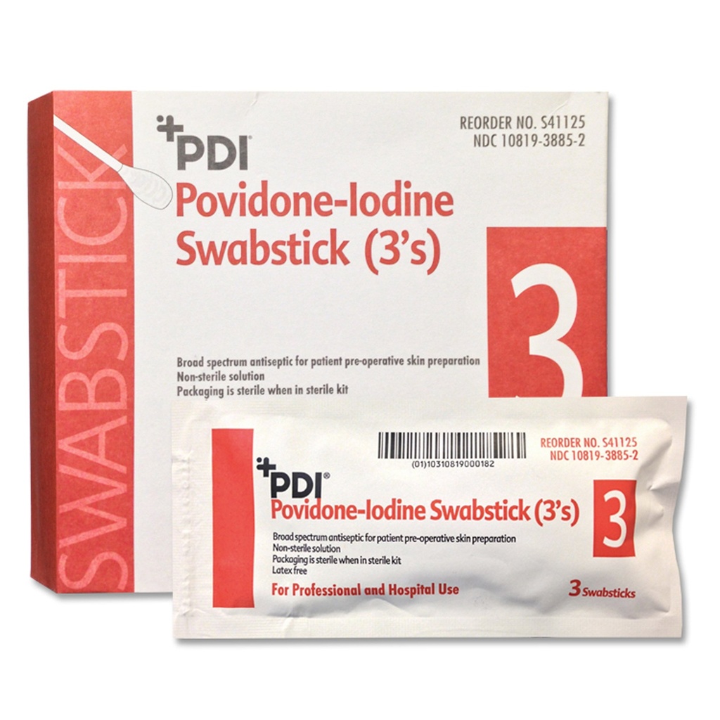 PDI® PVP 10% Iodine Prep Swabstick 3s