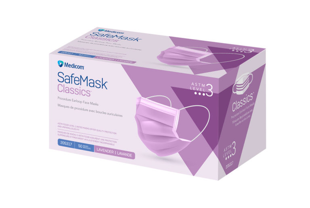 SafeMask® Lavender Procedure Earloop Mask ASTM Level 3