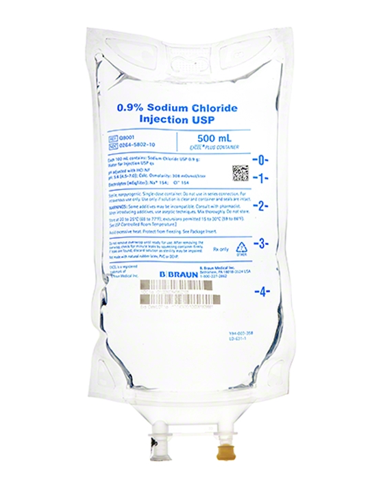 Sodium Chloride 0.9% IV Solution | 500mL Flexible Bag (Replacement)