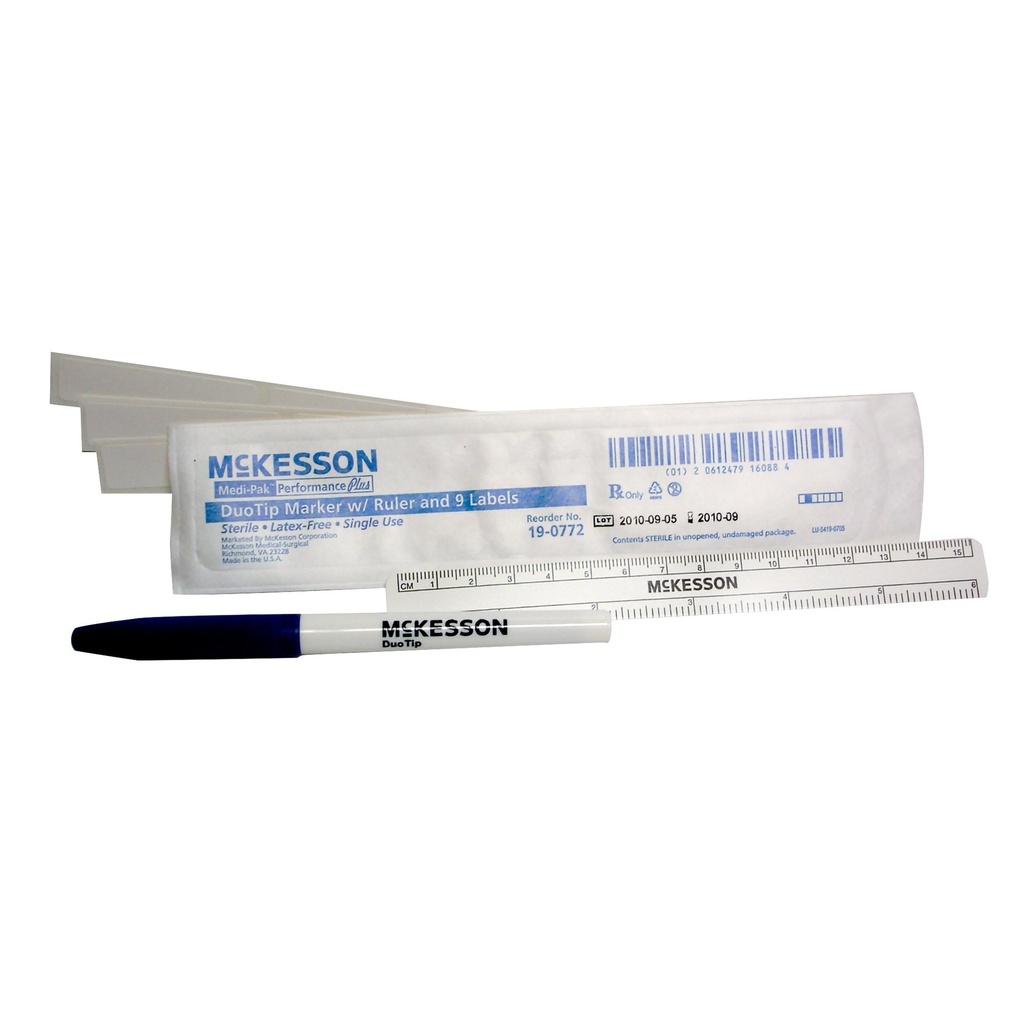 Sterile Dual Tip Skin Markers W/ Ruler and Labels | Full Size