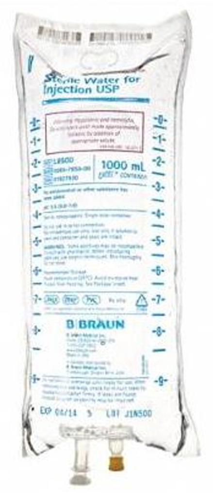 B. Braun® Sterile Water IV Solution | 1000mL Flexible Bag