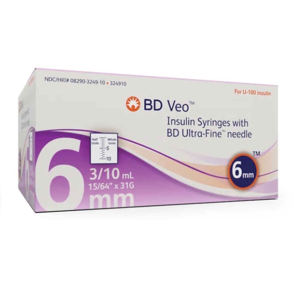 Veo™ Ultra-Fine™ Insulin Syringe W/ Needle 31g x 15/64” | 0.3mL
