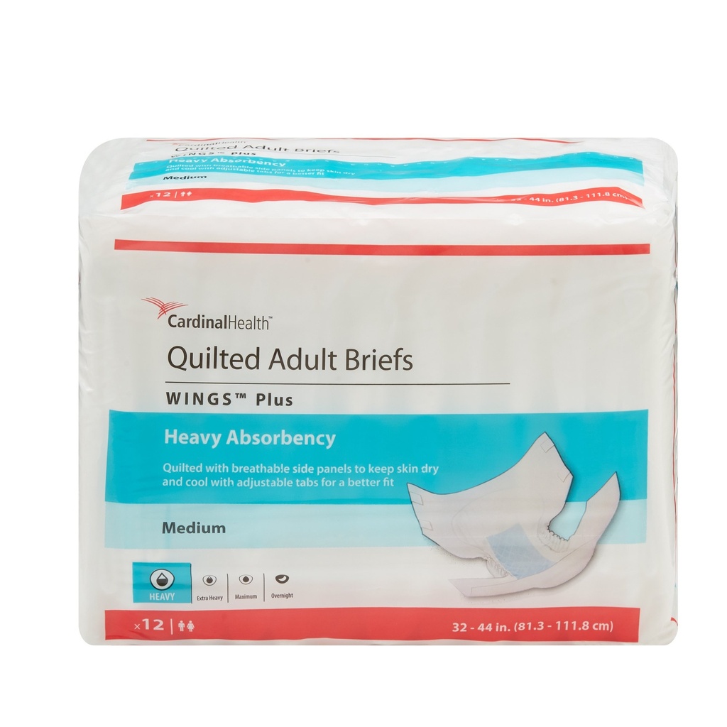 Wings™ Plus Quilted Heavy Absorbency Adult Incontinence Briefs | Medium | 32"-44"