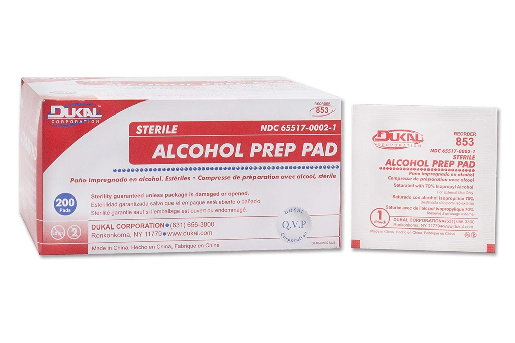Dukal® Nonwoven Medium Alcohol Prep Pads | 2-Ply