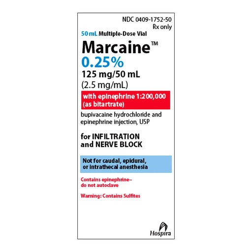 [PFZ-00409175250] Marcaine™ (Bupivacaine) + Epinephrine 0.25% | 50mL Injectable MDV