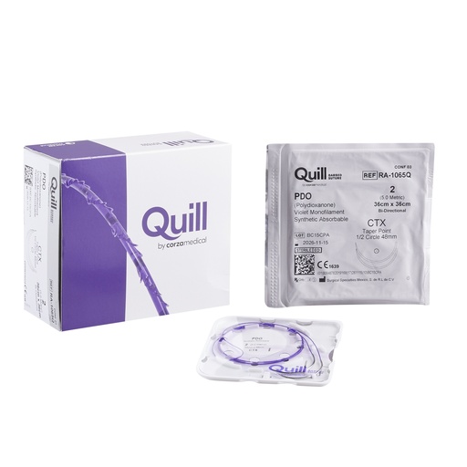 [LOO-RA-1065Q] Quill™ PDO Suture 2-0 | 36 x 36cm | CTX | 1/2 Circle Violet