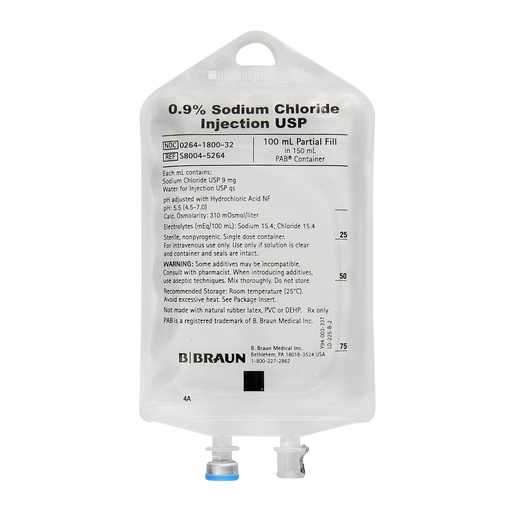 [BBR-S8004-5264] Sodium Chloride 0.9% IV Solution | 100/150mL PAB Container
