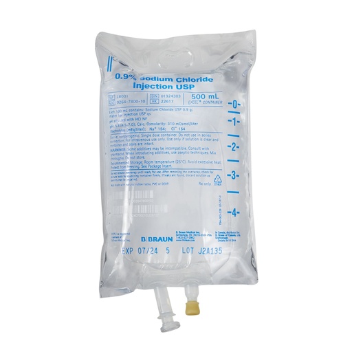 [BBR-L8001] Sodium Chloride 0.9% IV Solution | 500mL Flexible Bag