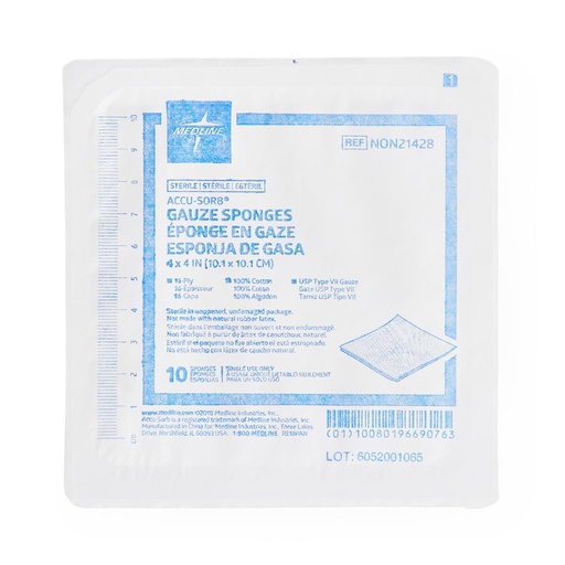 [MED-NON21428] Sterile Type VII Hard Tray Gauze Sponges 10s 16-Ply | 4" x 4"